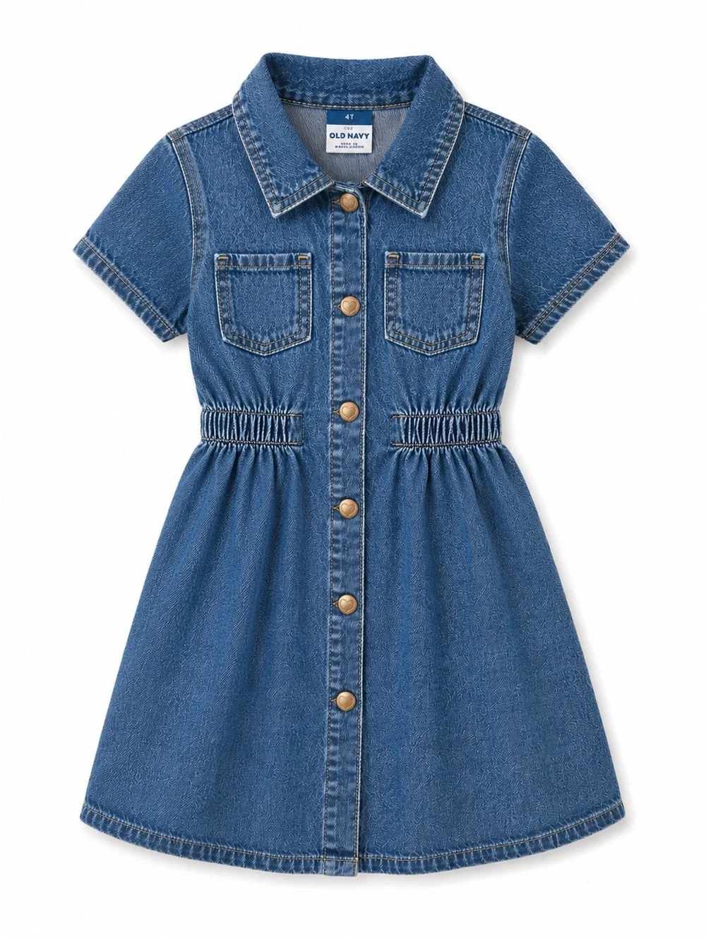 Old Navy Girls Denim Shirt Dress 4T Button Front Chambray Dress